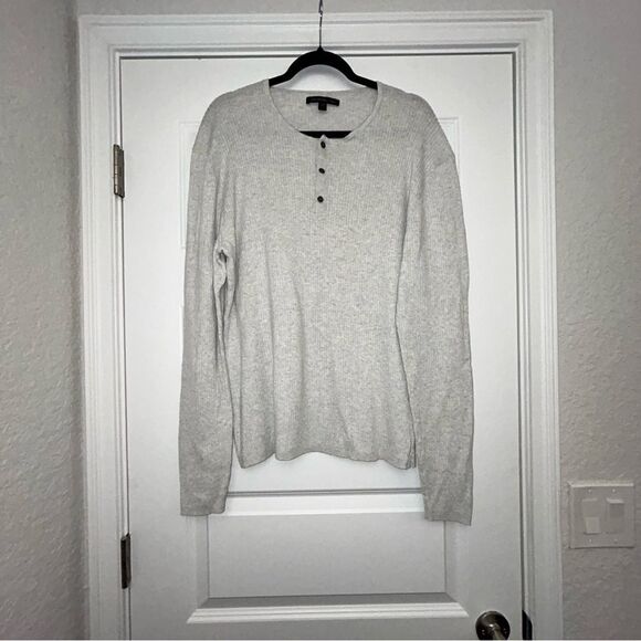 John Varvatos 1/4 Button Down Ribbed Long Sleeve Knit Henley Sweater - Picture 7 of 7